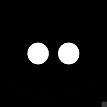 a black background with a white smiley face with teeth and eyes .