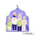 a cartoon illustration of a muslim family praying