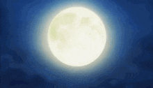 the moon is shining brightly in the night sky .
