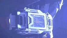 a purple and white item with the letters e and f on it