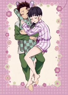 a man and a woman are sleeping together with a stuffed animal