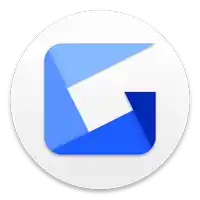 a blue and white icon with a letter g in the middle