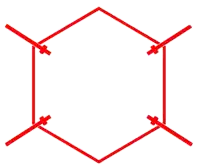 a red silhouette of a kettlebell in a red hexagon with crosses around it