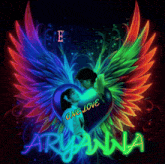 a picture of a girl and a boy with wings and the words one love written on it