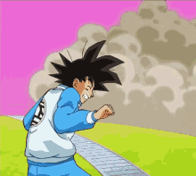 a cartoon drawing of a boy with a pink background and smoke coming out of his mouth
