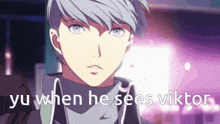 yu when he sees viktor is shown in a cartoon