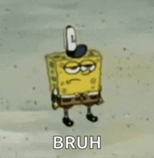 spongebob squarepants is giving a middle finger .