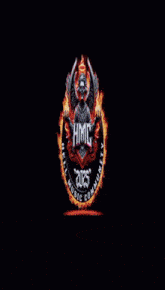 a poster with a skull and horns that says hmg