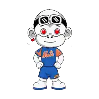 a cartoon monkey is wearing a mets jersey and shorts