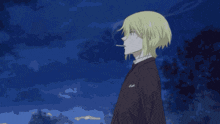 a blonde anime character is smoking a cigarette