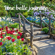 a picture of a garden with the words une belle journee on it