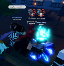a screenshot of a video game with the words beg for fruit with vc on the bottom
