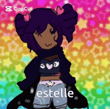 a cartoon of a girl with the name estelle