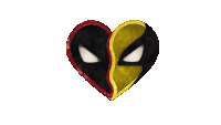 a drawing of two hearts with one being orange and the other yellow