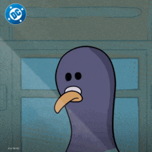 a cartoon of a pigeon with a dc logo