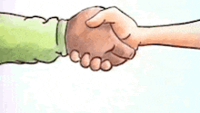 a cartoon drawing of two people holding a can of soda