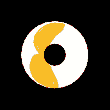 a white circle with a yellow and red smiley face on it