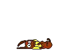 a cartoon of a dog laying on its back with a yellow shirt on .