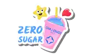 a sticker that says " zero sugar " on it