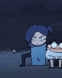 a cartoon of a man with a shaved head and a woman hugging him