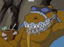 a close up of a cartoon character wearing a mask