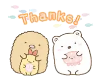 a cartoon of a hedgehog and a polar bear saying " thanks "