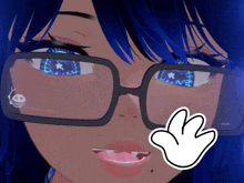 a close up of a girl wearing glasses with a sticker on her face that says ' lms '