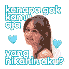 a picture of a bride with the words kenapa gak kamu aja yang nikahin aku