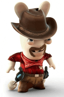 a cartoon rabbit wearing a cowboy hat and a sheriff 's uniform