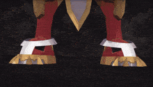 a cartoon drawing of a knight 's feet with a yellow light coming out of them