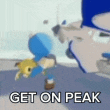 a cartoon character says get on peak in a video game