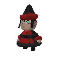 a pixel art of a person wearing a red hat