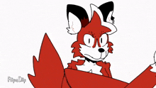 a cartoon drawing of a red fox and a white cat with the words flipa clip on the bottom .