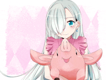 Smiles Soft While Holding A Cute Piggy In Arms GIF