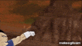 a gif of a dragon ball z character with a fire in the background
