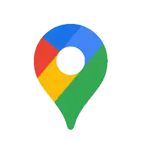 a google map pin with a white circle in the center