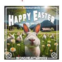 a picture of a rabbit with the words happy easter
