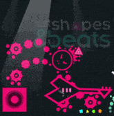 a purple and pink graphic with the words shapes & beats on the bottom