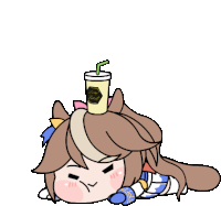 a cartoon drawing of a horse with a cup on its head that says ' o my ' on it