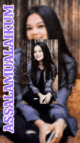 a picture of a woman with the words " assalamu'alaikum " on the top
