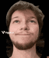 a close up of a man 's face with a viggle.ai watermark