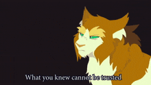 a cartoon of two cats with the words " what you knew cannot be trusted " at the bottom