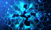 a computer generated image of a blue glowing geometric pattern