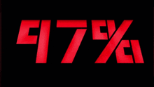 a black background with red letters that spell out the word percentage