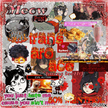 a collage of images with the words " meow punk " on top