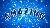 a blue background with the word amazing written in white