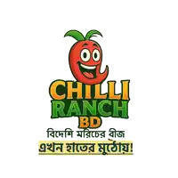 a logo for chilli ranch bd with a smiling tomato on top