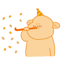 a cartoon monkey wearing a party hat blowing confetti