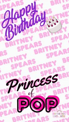 a birthday card for britney spears with a cake and candles
