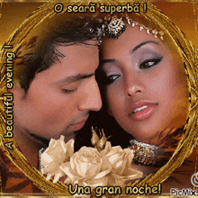 a picture of a man and a woman with the words o seara superba